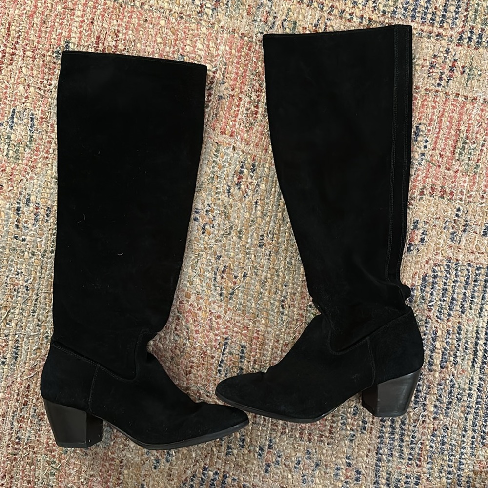 Michael Kors black knee high suede boots size 8